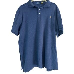 POLO RALPH LAUREN Polo Shirt XXL  Blue Pima Soft Flesh Pony